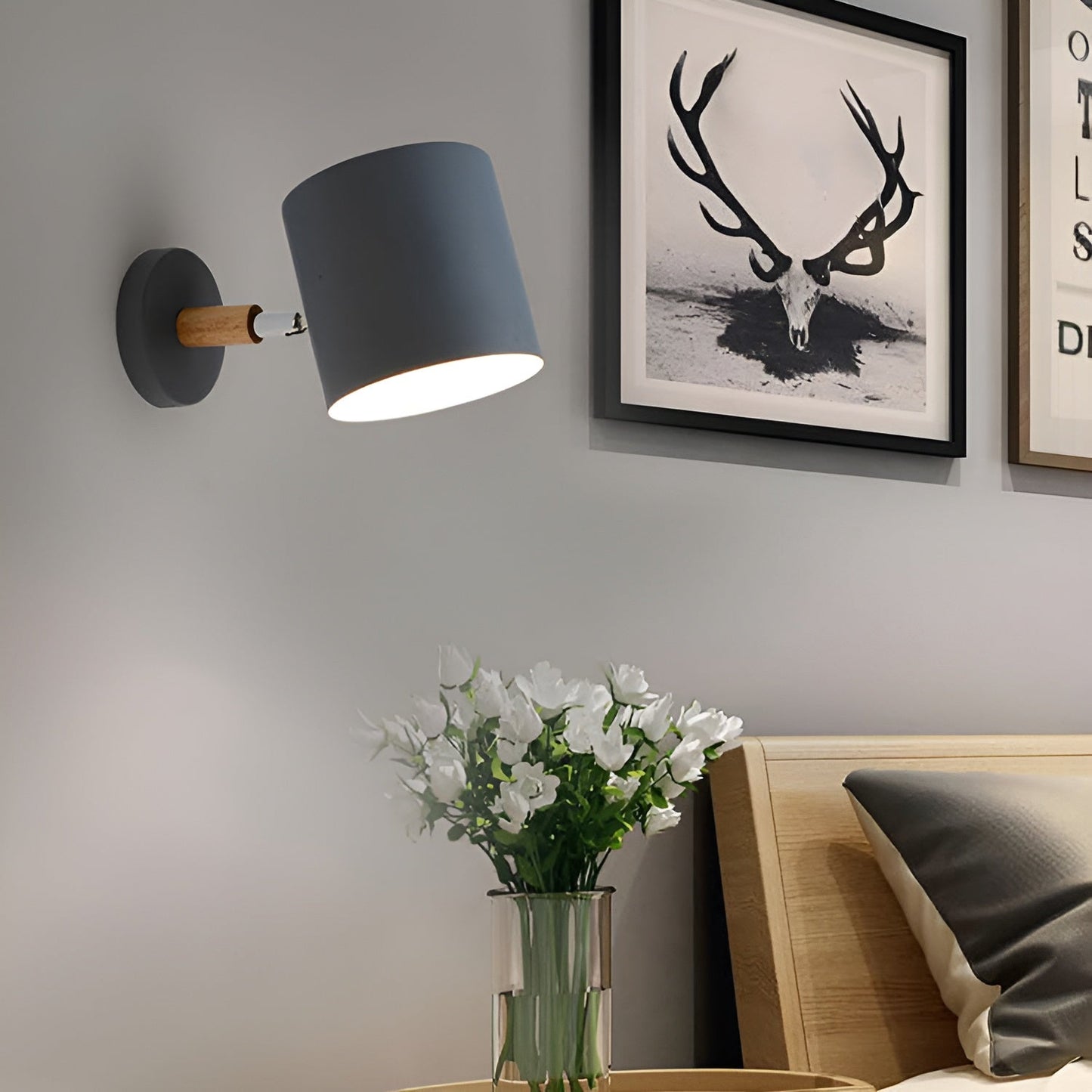 Wandlamp Metaal Hout Roze Verstelbaar 13x14 cm E27 Binnenverlichting Slaapkamer Kinderkamer Bedlamp Scandinavisch