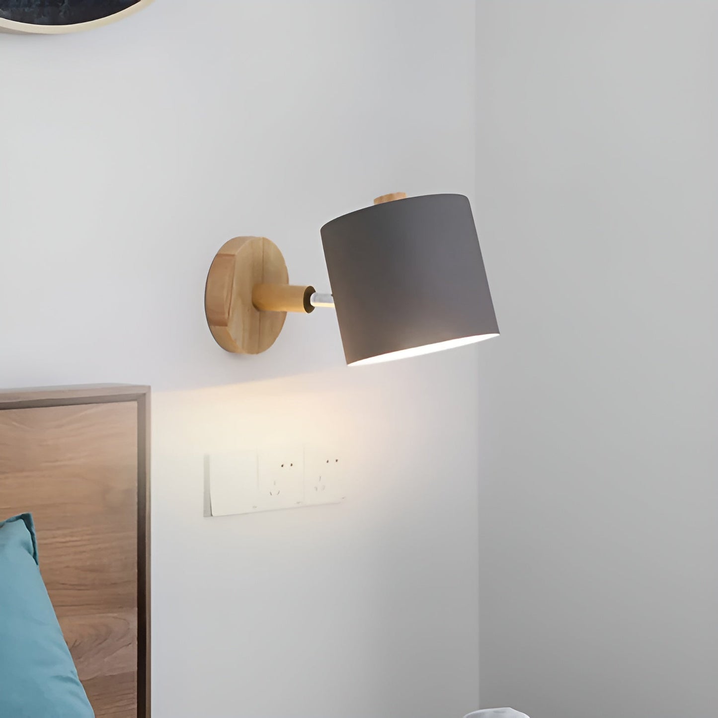Wandlamp Metaal Hout Roze Verstelbaar 13x14 cm E27 Binnenverlichting Slaapkamer Kinderkamer Bedlamp Scandinavisch
