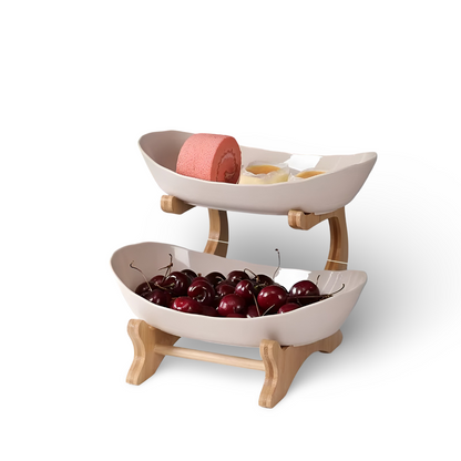 Fruitmand 3 Etages Houten Standaard Met Schalen Keuken Organizer