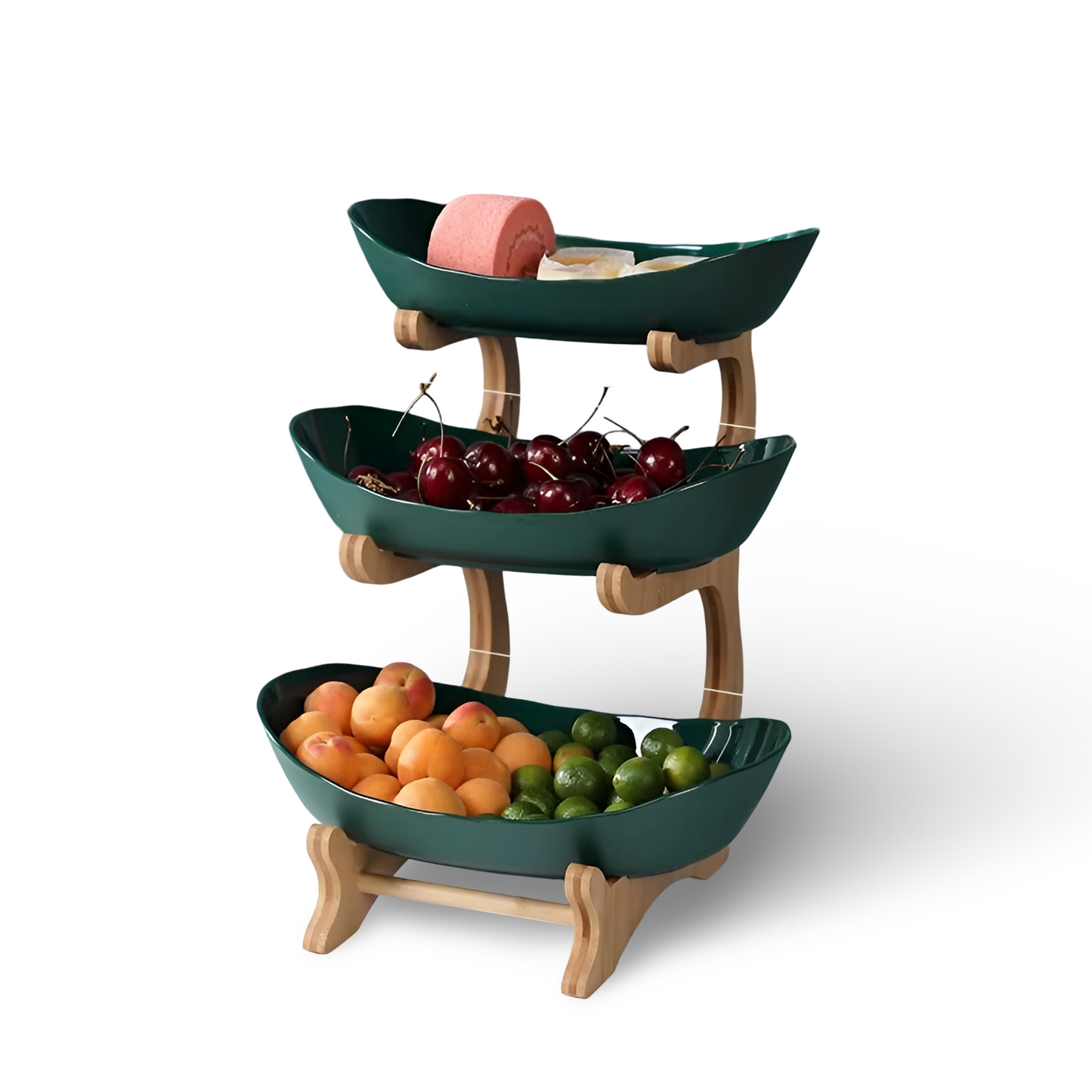 Fruitmand 3 Etages Houten Standaard Met Schalen Keuken Organizer