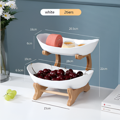 Fruitmand 3 Etages Houten Standaard Met Schalen Keuken Organizer