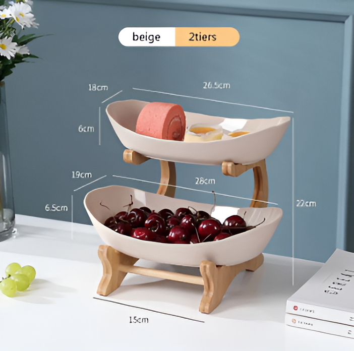 Fruitmand 3 Etages Houten Standaard Met Schalen Keuken Organizer