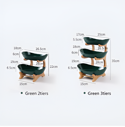 Fruitmand 3 Etages Houten Standaard Met Schalen Keuken Organizer