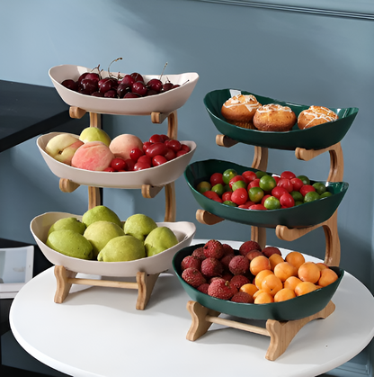 Fruitmand 3 Etages Houten Standaard Met Schalen Keuken Organizer