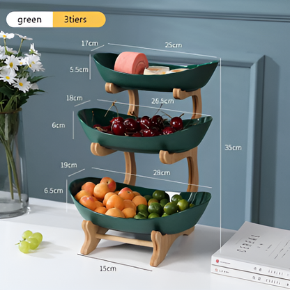Fruitmand 3 Etages Houten Standaard Met Schalen Keuken Organizer