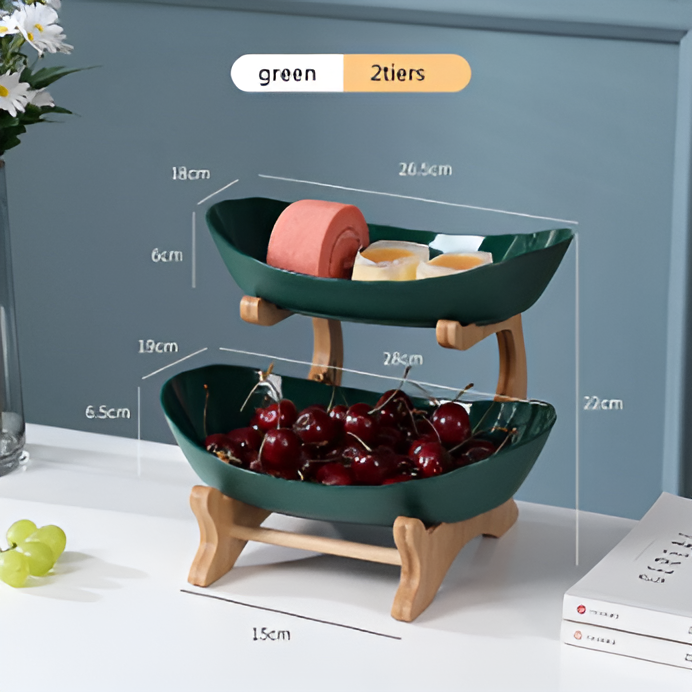 Fruitmand 3 Etages Houten Standaard Met Schalen Keuken Organizer
