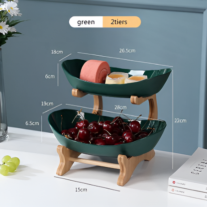 Fruitmand 3 Etages Houten Standaard Met Schalen Keuken Organizer