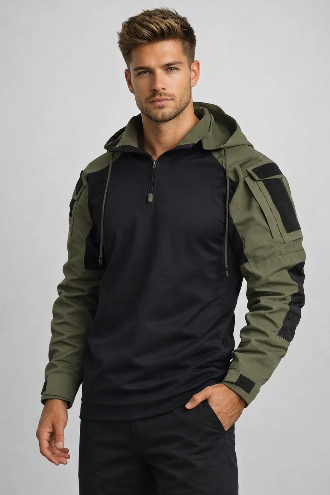 Hoodie Heren Tactical Half-Zip Capuchon Casual Kleding - StudioMarella