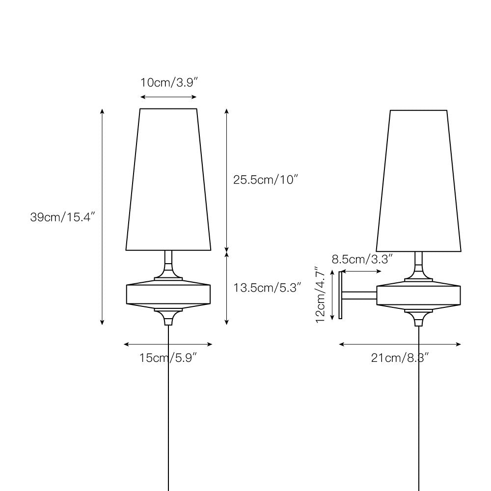 Design Wandlamp met Stekker in Hout en Messing – Natuurlijke Verlichting met Stoffen Kap 1 of 2 Lichtpunten