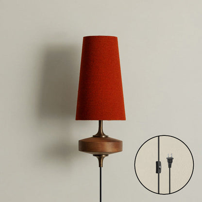 Design Wandlamp met Stekker in Hout en Messing – Natuurlijke Verlichting met Stoffen Kap 1 of 2 Lichtpunten