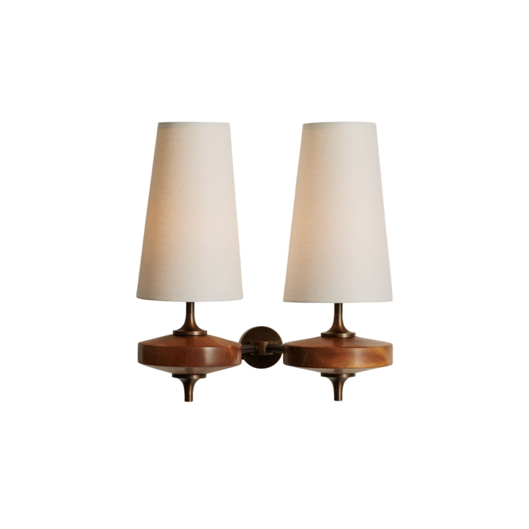 Design Wandlamp Met Houten Details En Stoffen Kap Geïnspireerd Op De Nikau Palm