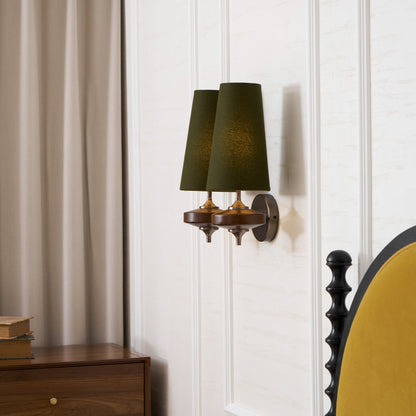Design Wandlamp Met Houten Details En Stoffen Kap Geïnspireerd Op De Nikau Palm