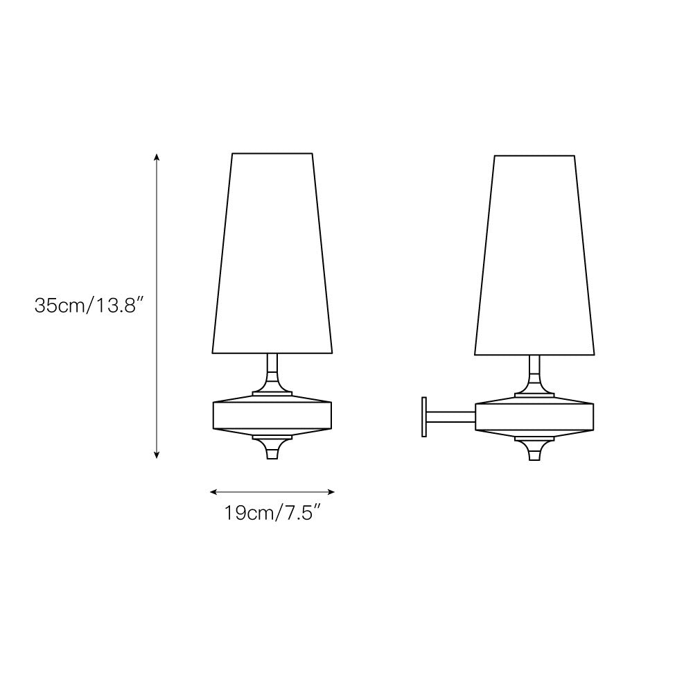 Vintage Wandlamp met Houten Arm en Stoffen Kap – Antiek Messing of Walnoot – E12/E14 Fitting