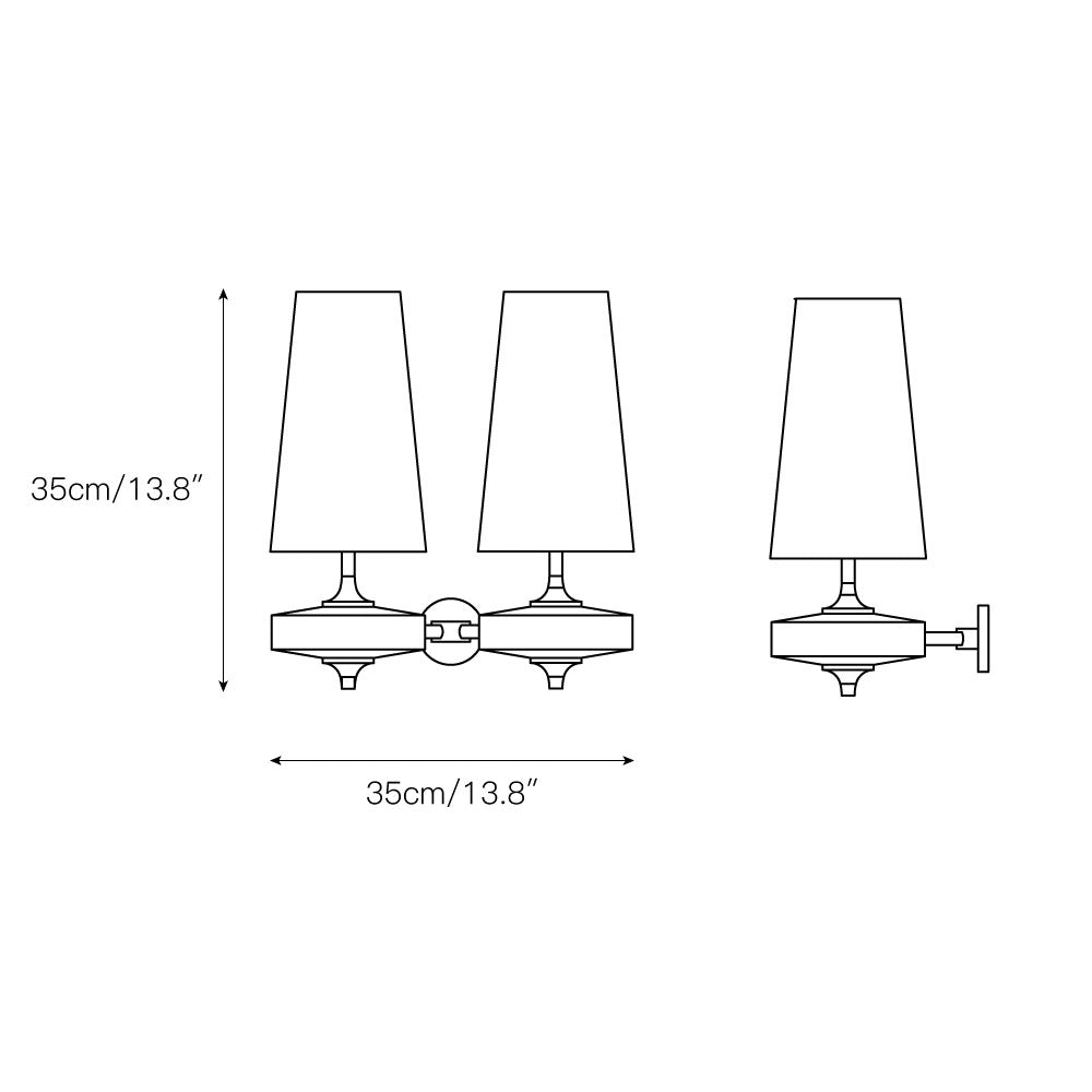Vintage Wandlamp met Houten Arm en Stoffen Kap – Antiek Messing of Walnoot – E12/E14 Fitting