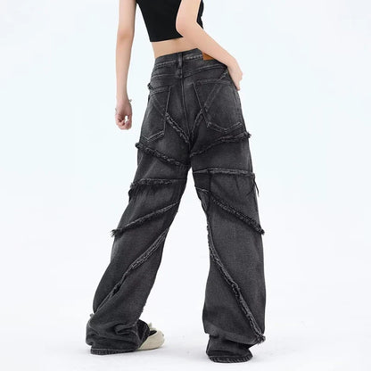 Punk Jeans Zwart Ruig Model voor Mannen