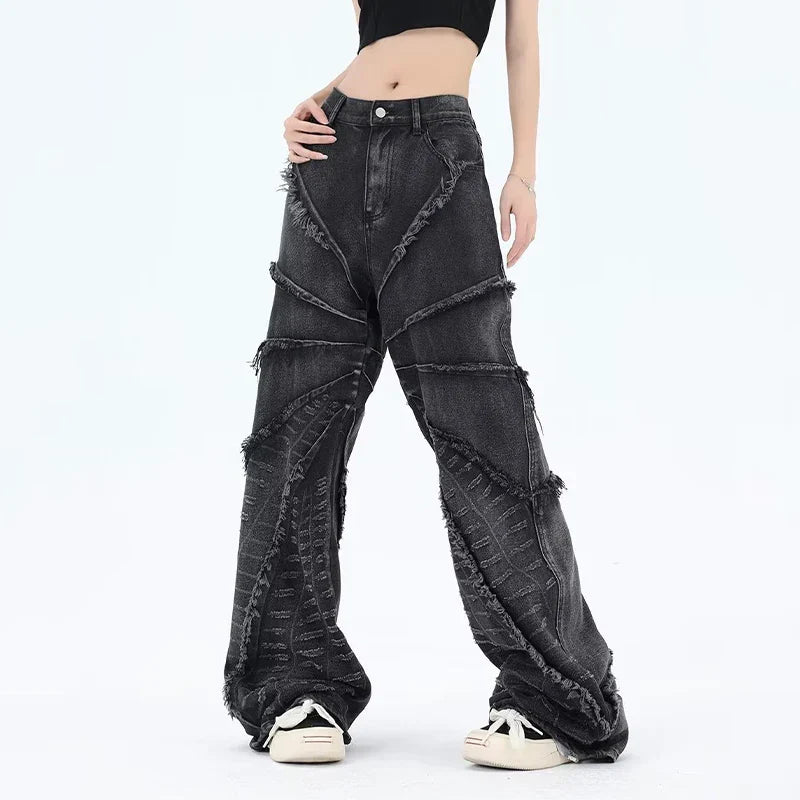 Punk Jeans Zwart Ruig Model voor Mannen