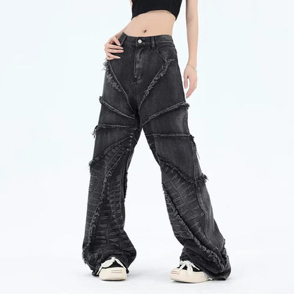 Punk Jeans Zwart Ruig Model voor Mannen