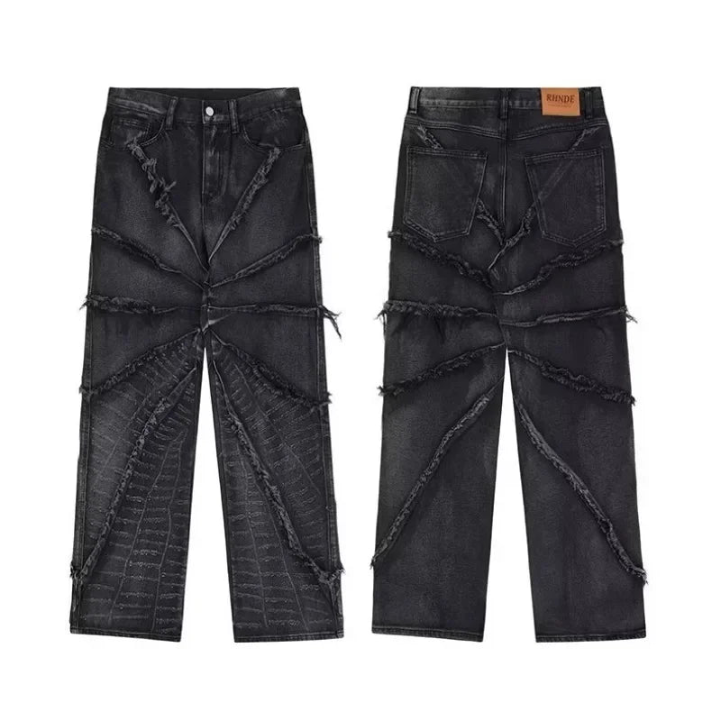 Punk Jeans Zwart Ruig Model voor Mannen