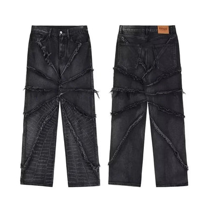 Punk Jeans Zwart Ruig Model voor Mannen