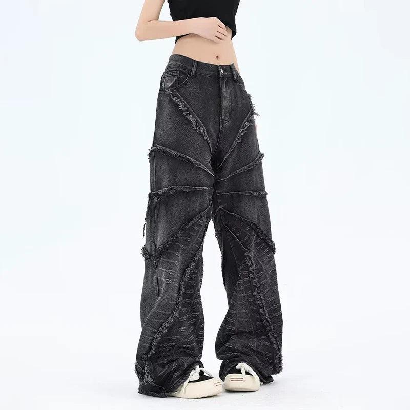 Punk Jeans Zwart Ruig Model voor Mannen