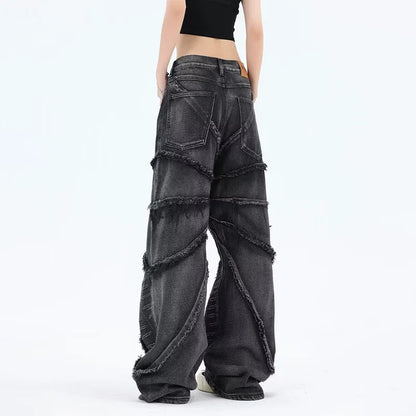 Punk Jeans Zwart Ruig Model voor Mannen