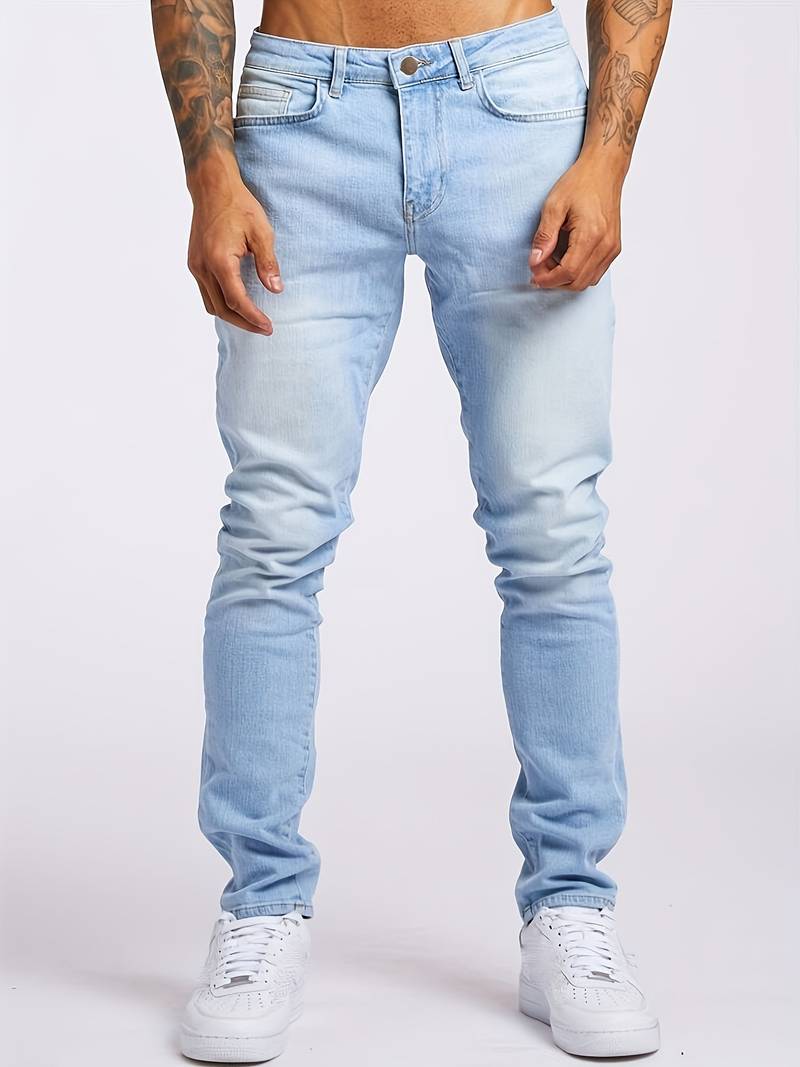 Heren Jeans Slank Fit – Slimme Urban Spijkerbroek voor Dagelijks Gebruik