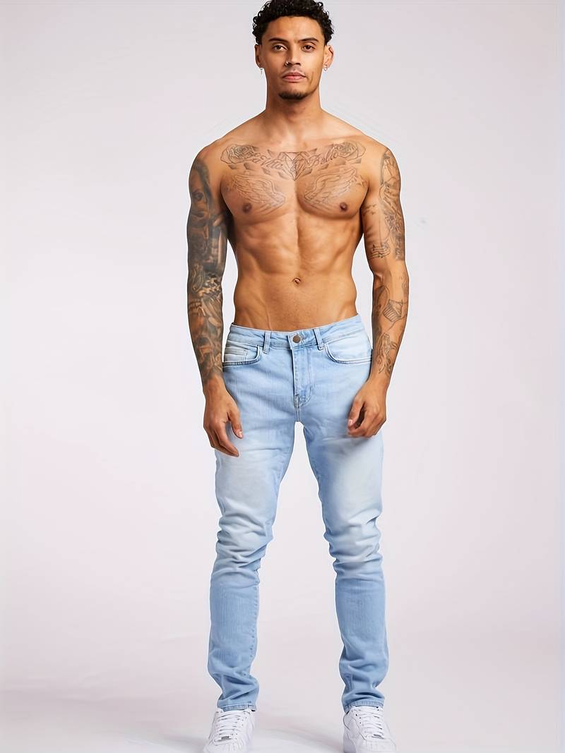 Heren Jeans Slank Fit – Slimme Urban Spijkerbroek voor Dagelijks Gebruik