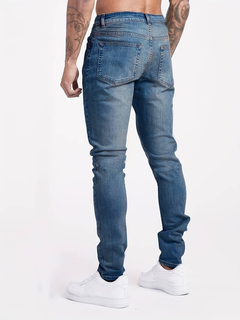 Heren Jeans Slank Fit – Slimme Urban Spijkerbroek voor Dagelijks Gebruik