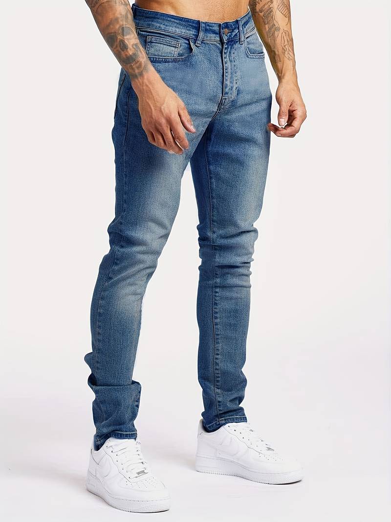Heren Jeans Slank Fit – Slimme Urban Spijkerbroek voor Dagelijks Gebruik