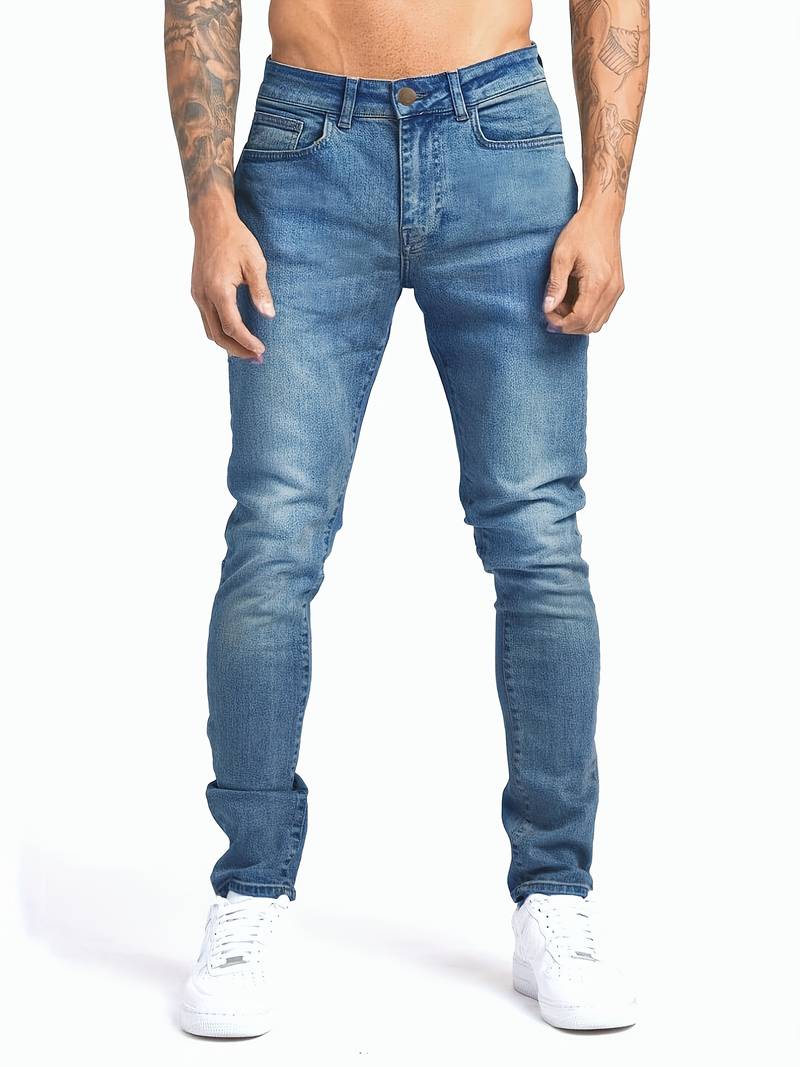 Heren Jeans Slank Fit – Slimme Urban Spijkerbroek voor Dagelijks Gebruik
