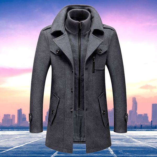 Heren Trenchcoat Warm en Winddicht met Thermische Voering