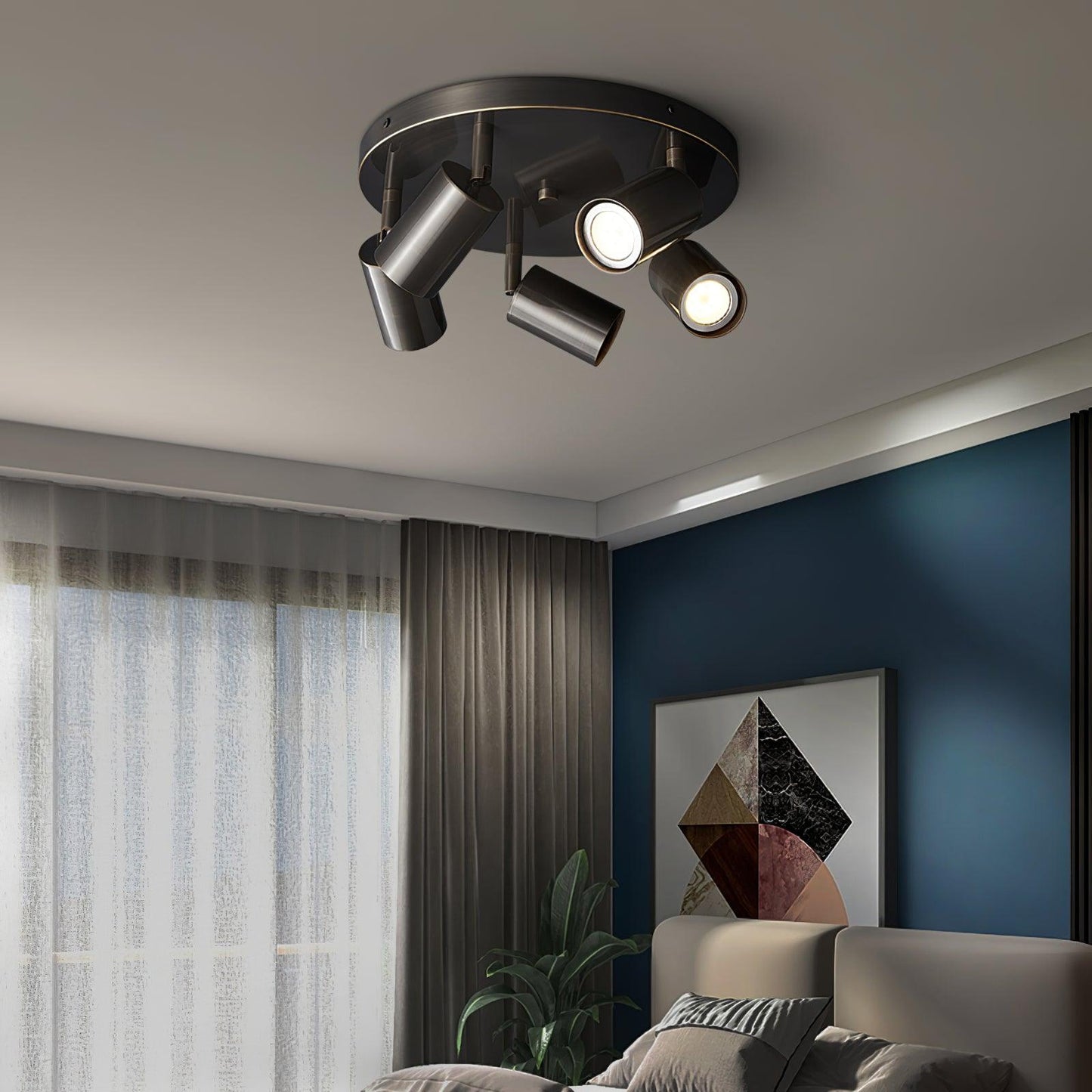 Plafondlamp Metalen Vloerlamp met Messing Afwerking Industriële Kroonluchter 3 of 5 Lichtpunten GU10 Fitting 25W per Lamp Moderne Hanglamp Koperkleur Zwart