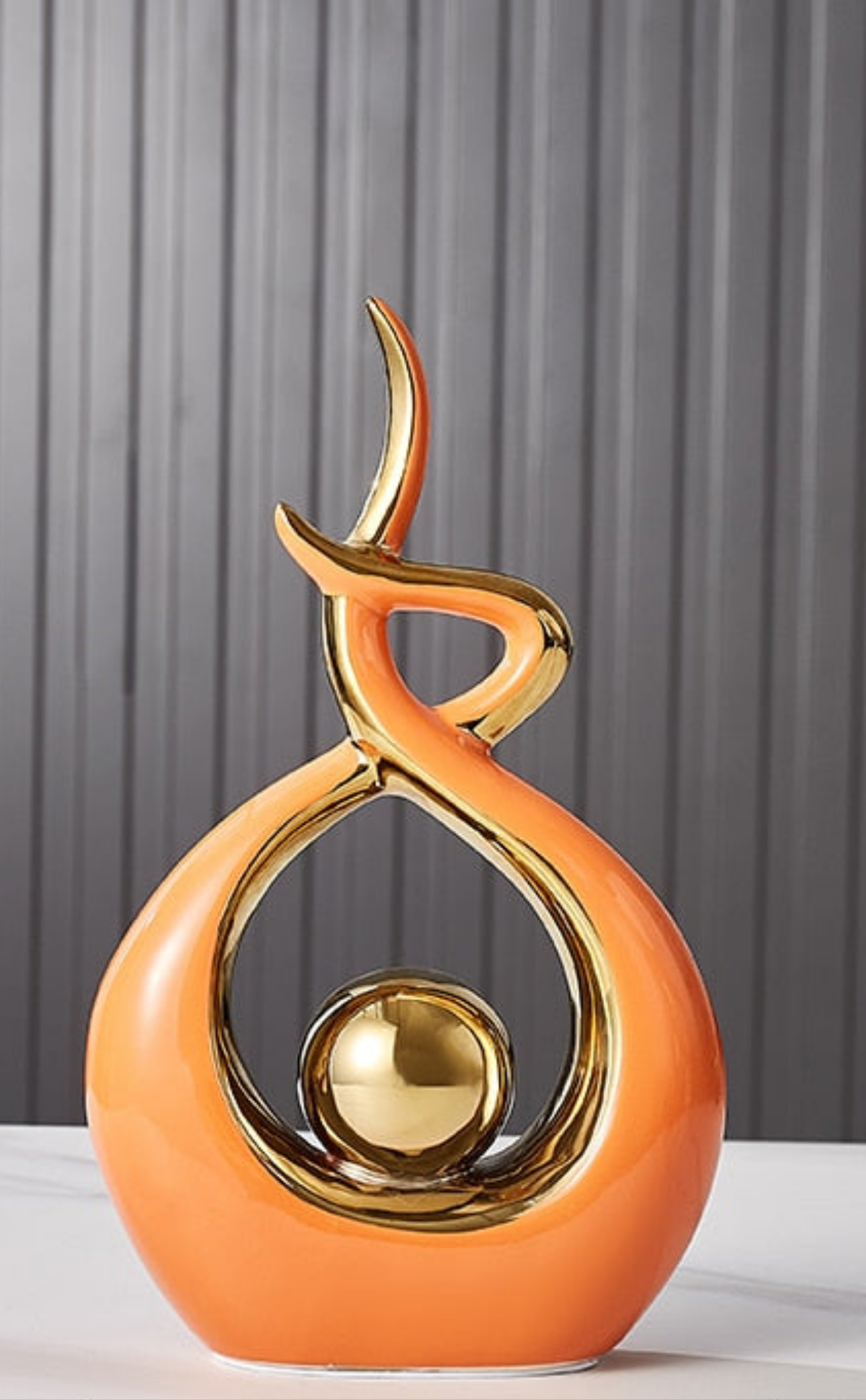 Decoratieve Sculptuur Keramiek Goud Groen Abstract 31cm Woonkamer Tafel Beeld Modern Kunstobject Interieur Decoratie