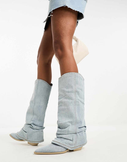Blauwe Jeans Boots voor Vrouw Casual Stijl