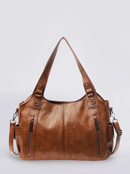 Leren Schoudertas Dames Klassiek met Rits en Stoer Design