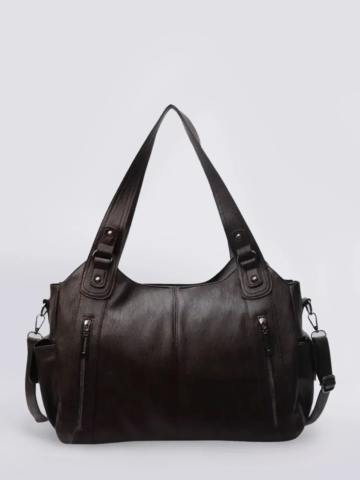 Leren Schoudertas Dames Klassiek met Rits en Stoer Design