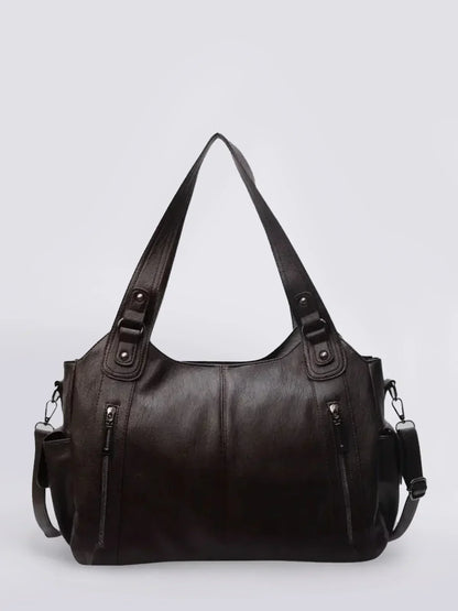 Leren Schoudertas Dames Klassiek met Rits en Stoer Design