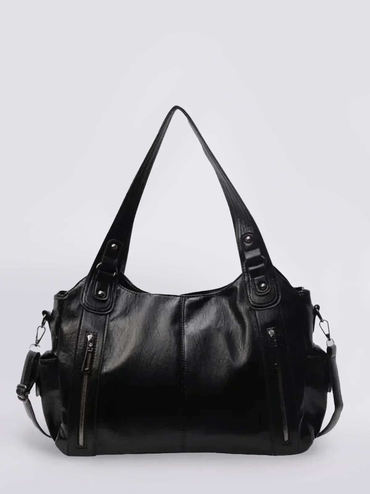 Leren Schoudertas Dames Klassiek met Rits en Stoer Design
