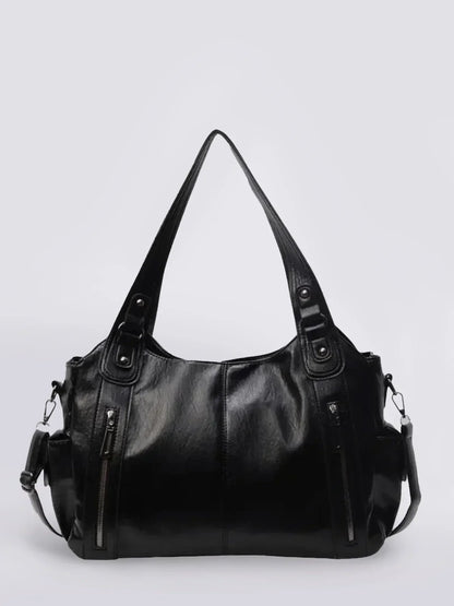 Leren Schoudertas voor Dames met Ritsdetails Klassiek Design