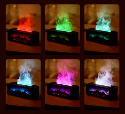 Aromatherapie Diffuser met Haardvuur-effect – Vlameffect LED Luchtbevochtiger 300ml – Ultrasone Vernevelaar met Sfeerverlichting