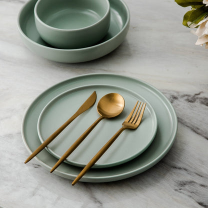 Minimalistisch Bestekset Titanium-Coating 18/10 Roestvrij Staal Premium Servies Modern Tafelgerei Luxe Eetgerei Chique Tafelstyling Elegant Cutlery Set 4 tot 16 Personen