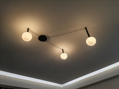 Plafondlamp Glazen Bollen Verstelbaar Metaal Wit Woonkamer Slaapkamer Modern