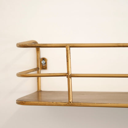 Wandplank Industrieel Metaal Messing Goud 55cm Draadframe Wandrek Woonkamer Modern