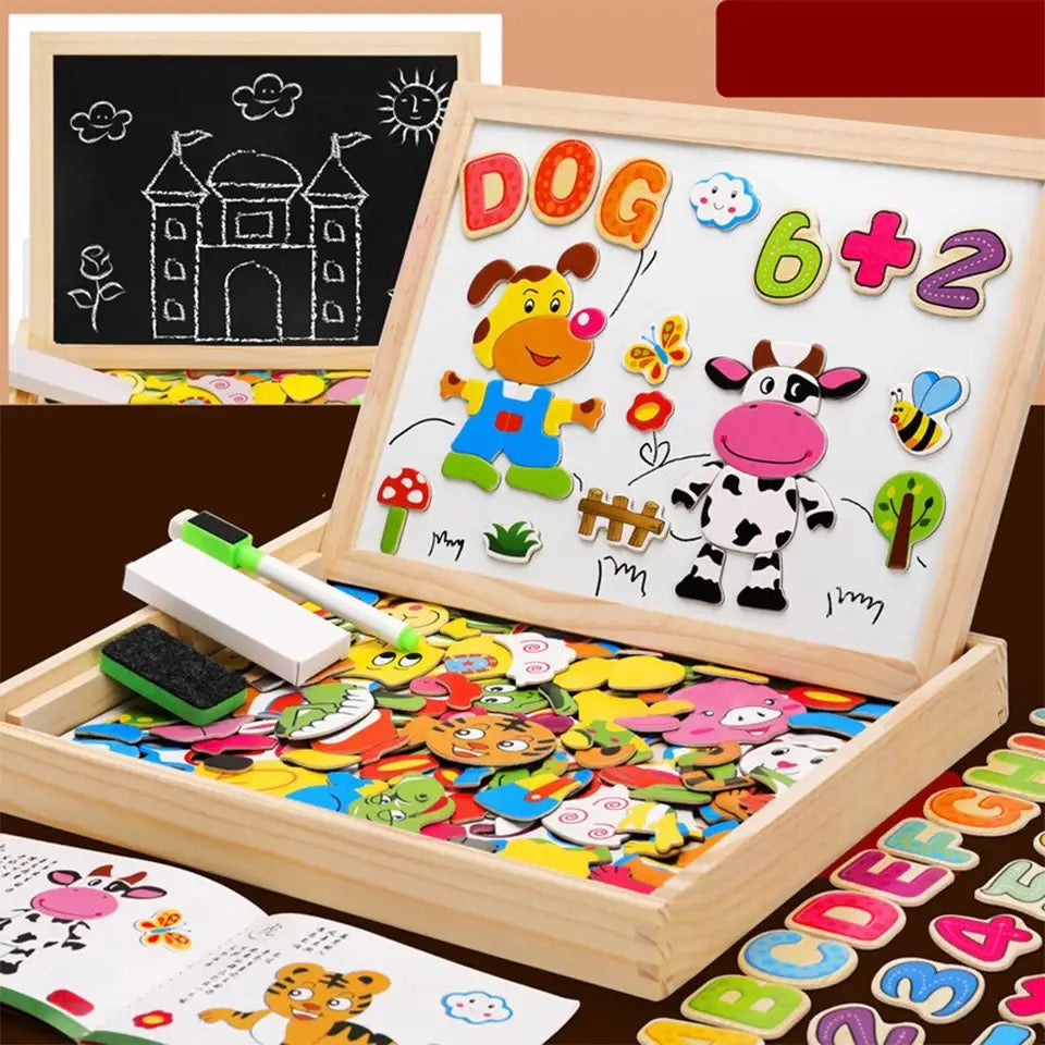 Dubbelzijdig Tekenbord voor Kinderen Hout Magnetisch Krijtbord Whiteboard Creatief Educatief Speelgoed voor Thuis School Activiteiten