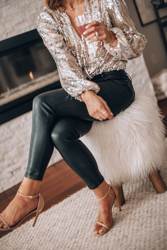 Dames Blouse met Pailletten Lange Mouwen Feestelijk Model