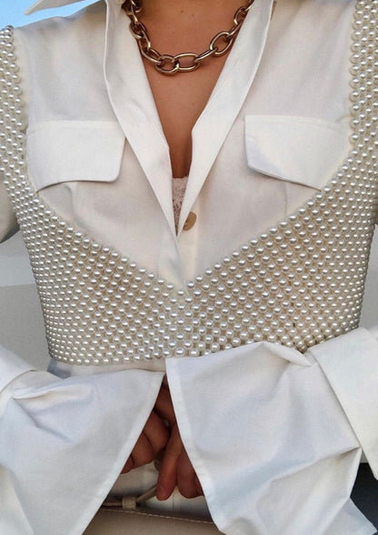Parel Crop Top Handgemaakt Glanzend Design