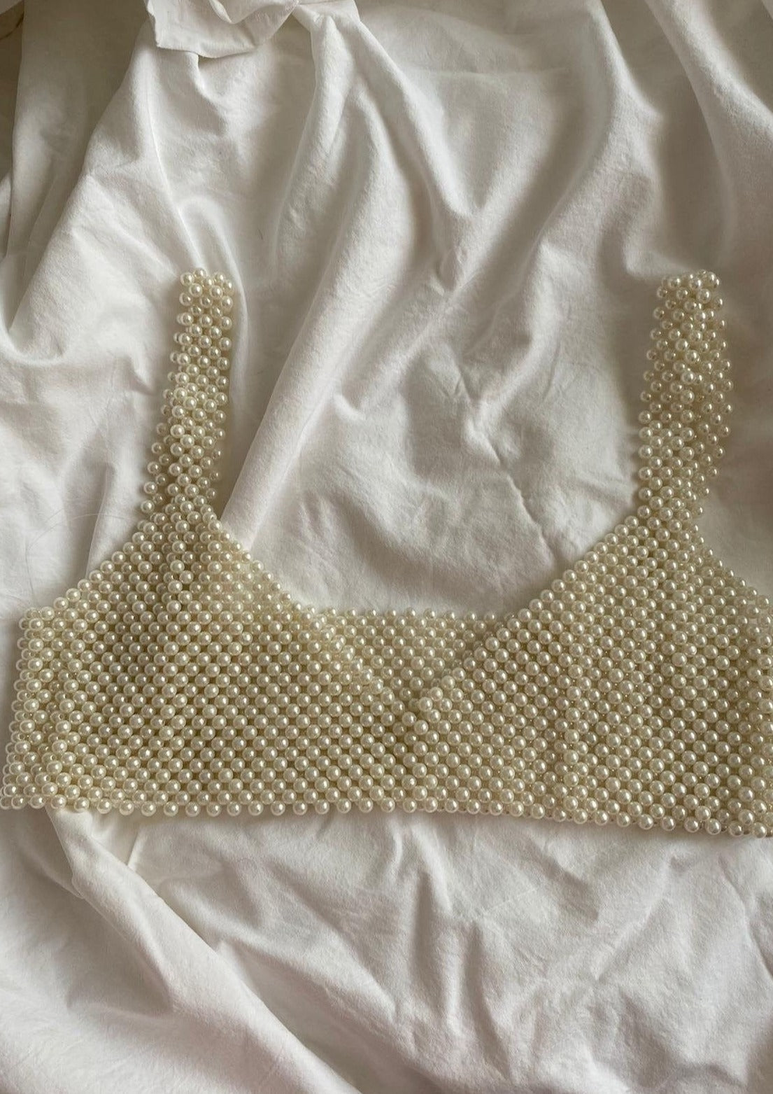 Parel Crop Top Handgemaakt Glanzend Design