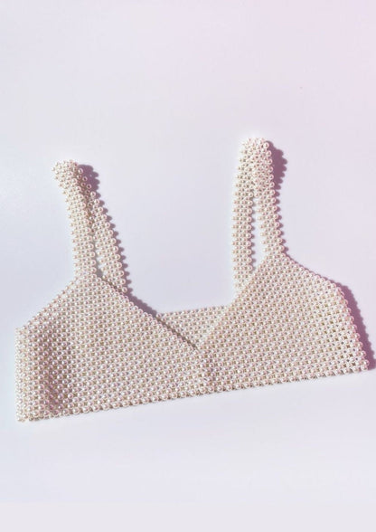 Parel Crop Top Handgemaakt Glanzend Design