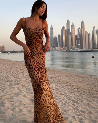 Maxi Jurk Luipaard Print Dames Jurk Zomerjurk