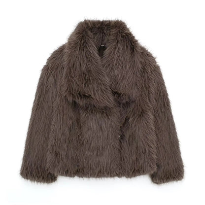 Dames Jas Kunstbont Warm Luxe Stijl